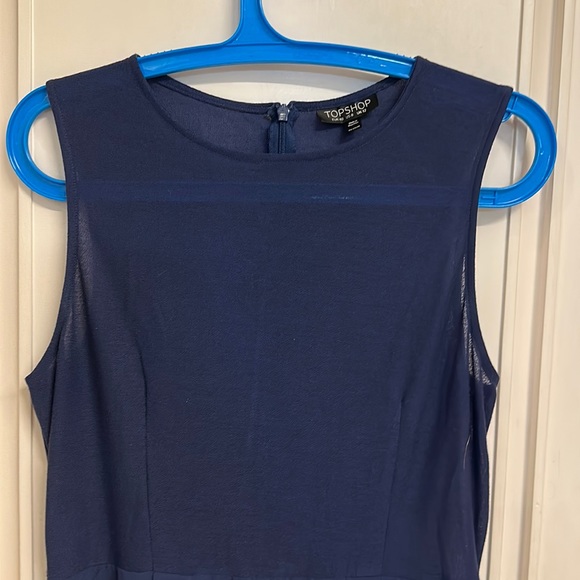 NWOT Topshop Asymmetrical Hemline , sleeveless dress with slip & back zip!UK 12 - Picture 3 of 14